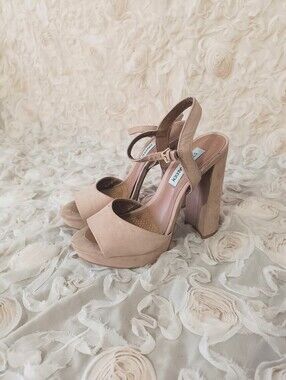 Steve Madden: Nude Chunky Heel Platforms.